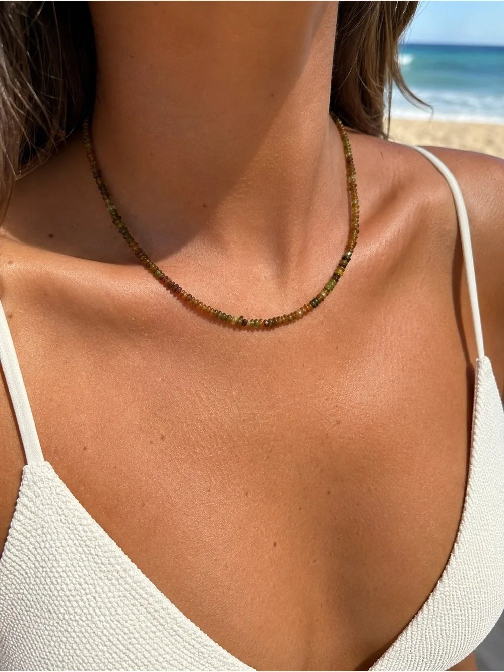 Rainbow Tourmaline Gemstone Necklace (S925)